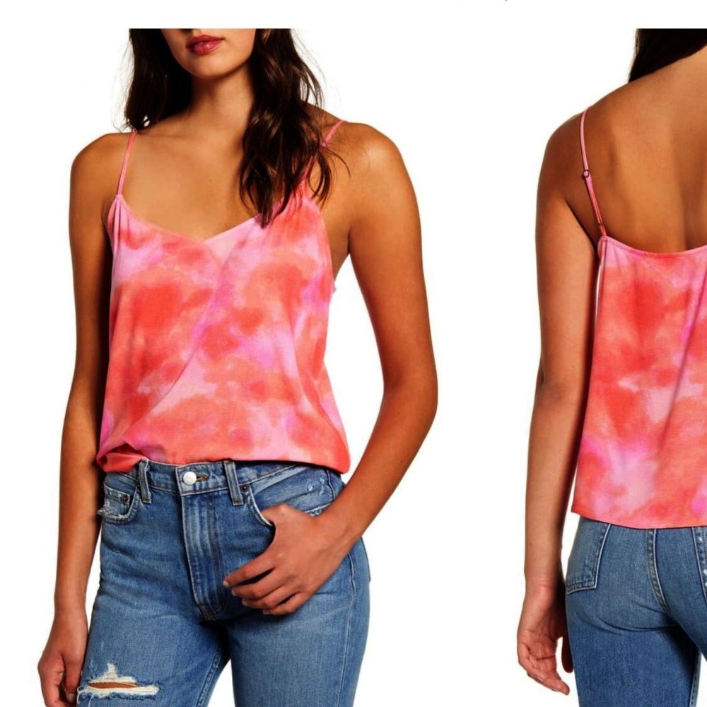 Leith XS Camisole Tank Top Tie-Dye Cami Sherbert Pink Orange Women Womens
